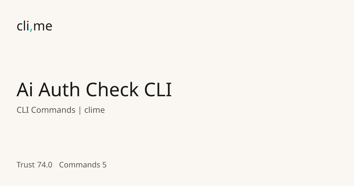 Ai Auth Check CLI Commands | clime