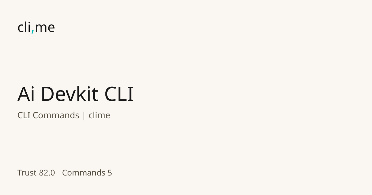Ai Devkit CLI Commands | clime