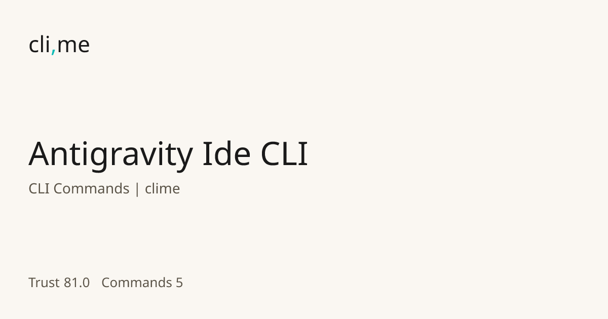 Antigravity Ide CLI Commands | clime