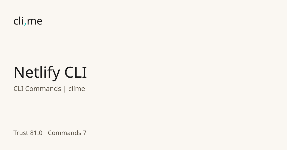 Netlify CLI Commands | clime