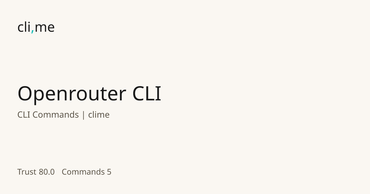 Openrouter CLI Commands | clime