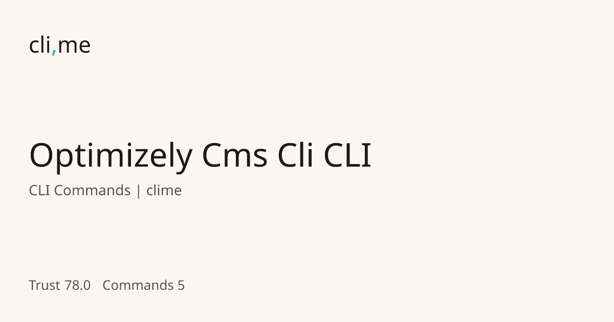 Optimizely Cms Cli CLI Commands | clime