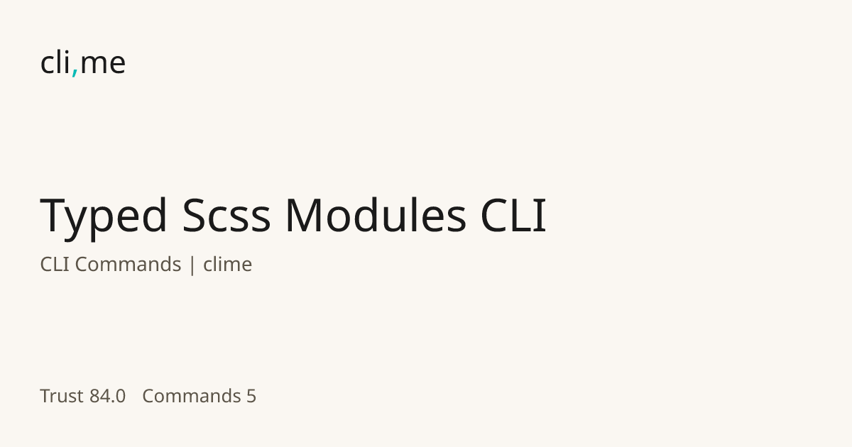 Typed Scss Modules CLI Commands | clime