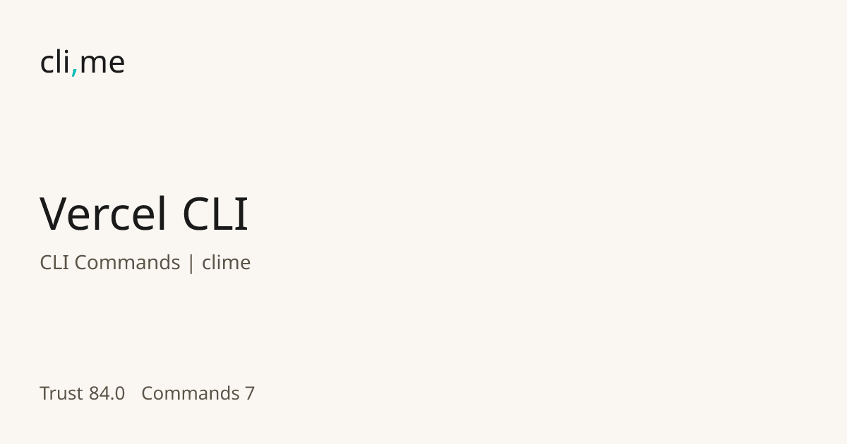 Vercel CLI Commands | clime