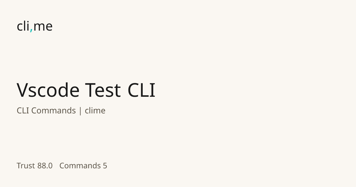 Vscode Test CLI Commands | clime